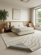 Onda Hand-Tufted Rug | Ivory & Beige Abstract Wave Design