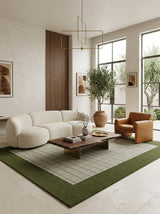 Loden Frame Hand-Tufted Rug | Ivory & Moss Green Grid Border Design