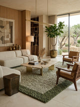 Loden Frame Hand-Tufted Rug | Ivory & Moss Green Grid Border Design