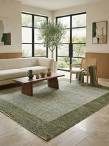 Mossfield Border Hand-Tufted Rug | Ivory & Olive Green Textured Framed Design