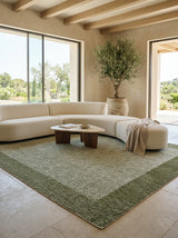 Mossfield Border Hand-Tufted Rug | Ivory & Olive Green Textured Framed Design