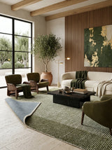 Mossfield Border Hand-Tufted Rug | Ivory & Olive Green Textured Framed Design