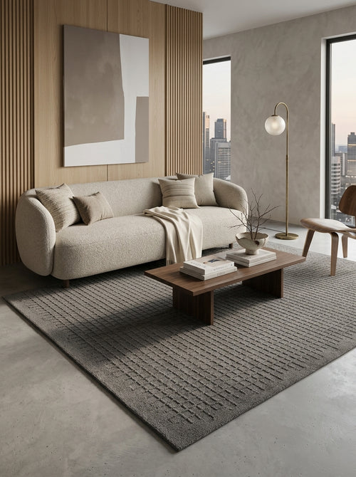 Graphite Grid Hand-Tufted Rug