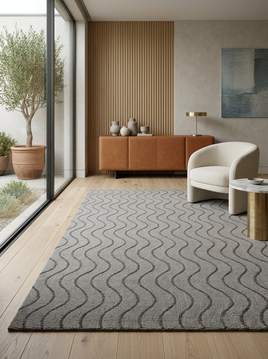Ash Ripple Hand-Tufted Rug