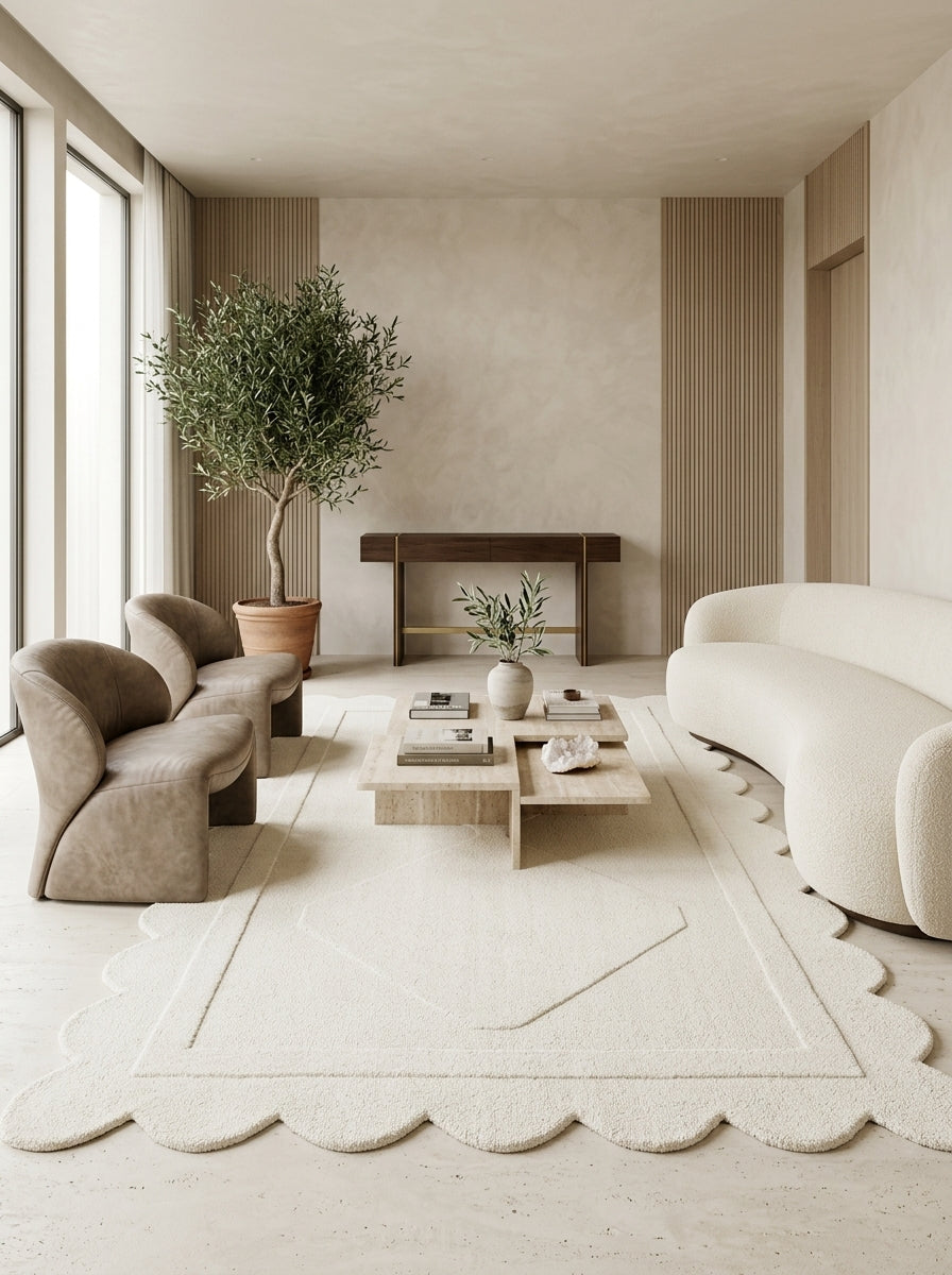 Ivory Scallop Hand-Tufted Rug