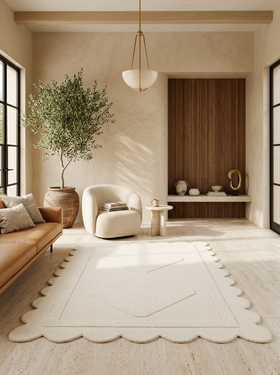 Ivory Scallop Hand-Tufted Rug
