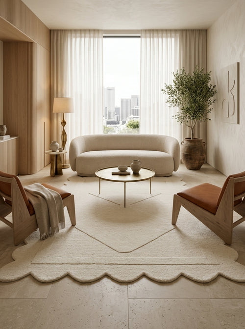 Ivory Scallop Hand-Tufted Rug