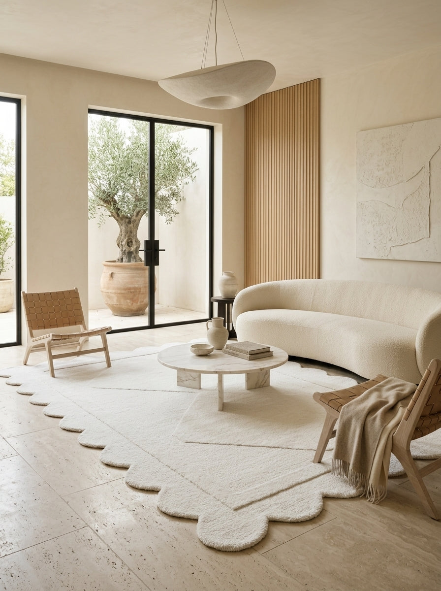 Ivory Scallop Hand-Tufted Rug