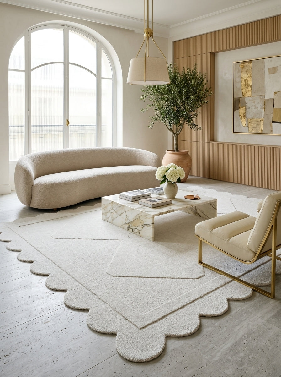 Ivory Scallop Hand-Tufted Rug