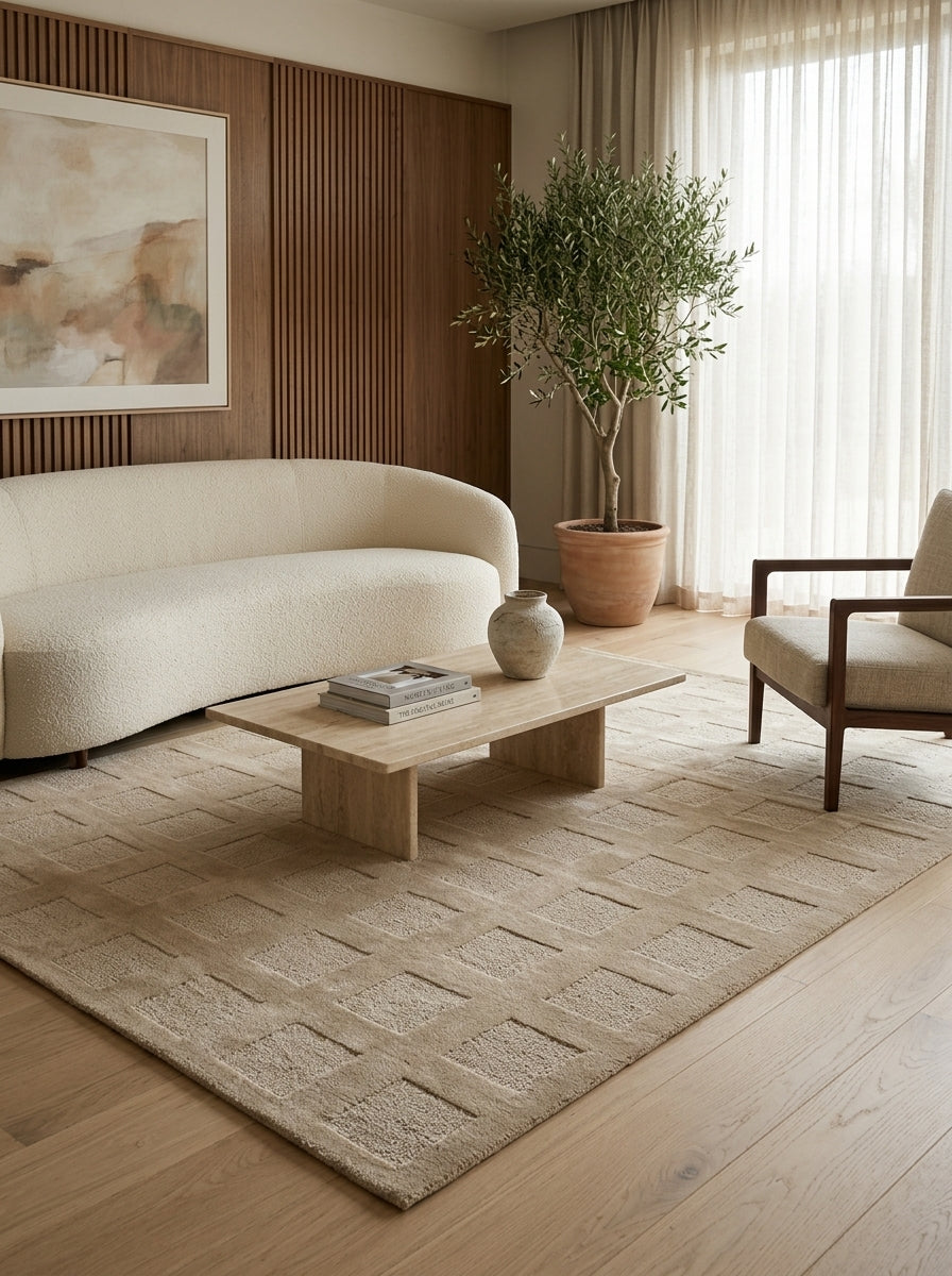 Stone Grid Hand-Tufted Rug