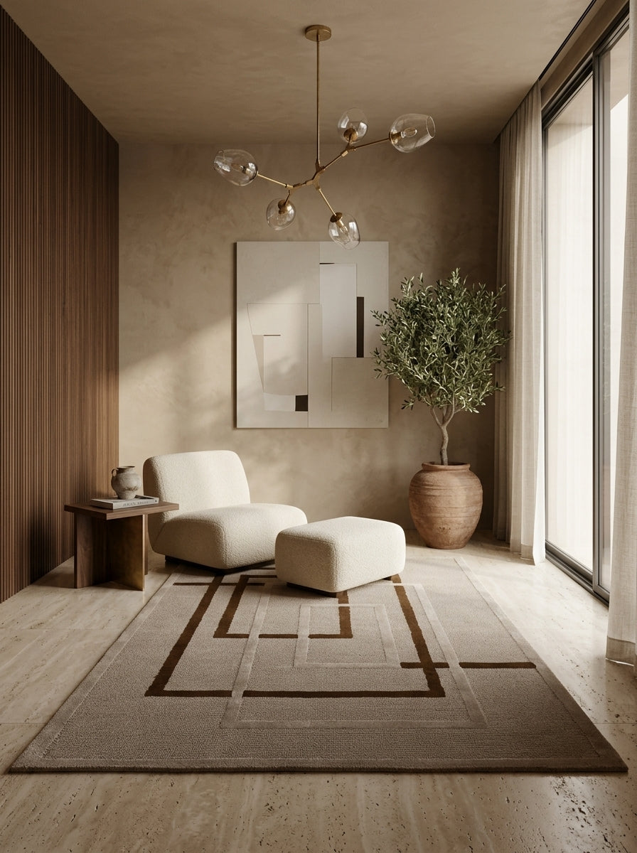 Interlock Geometry Hand-Tufted Rug