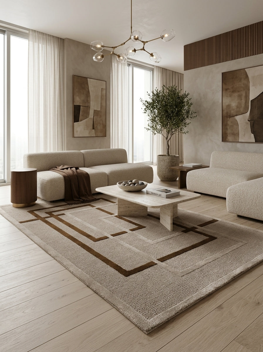 Interlock Geometry Hand-Tufted Rug