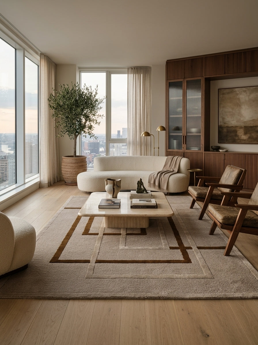 Interlock Geometry Hand-Tufted Rug