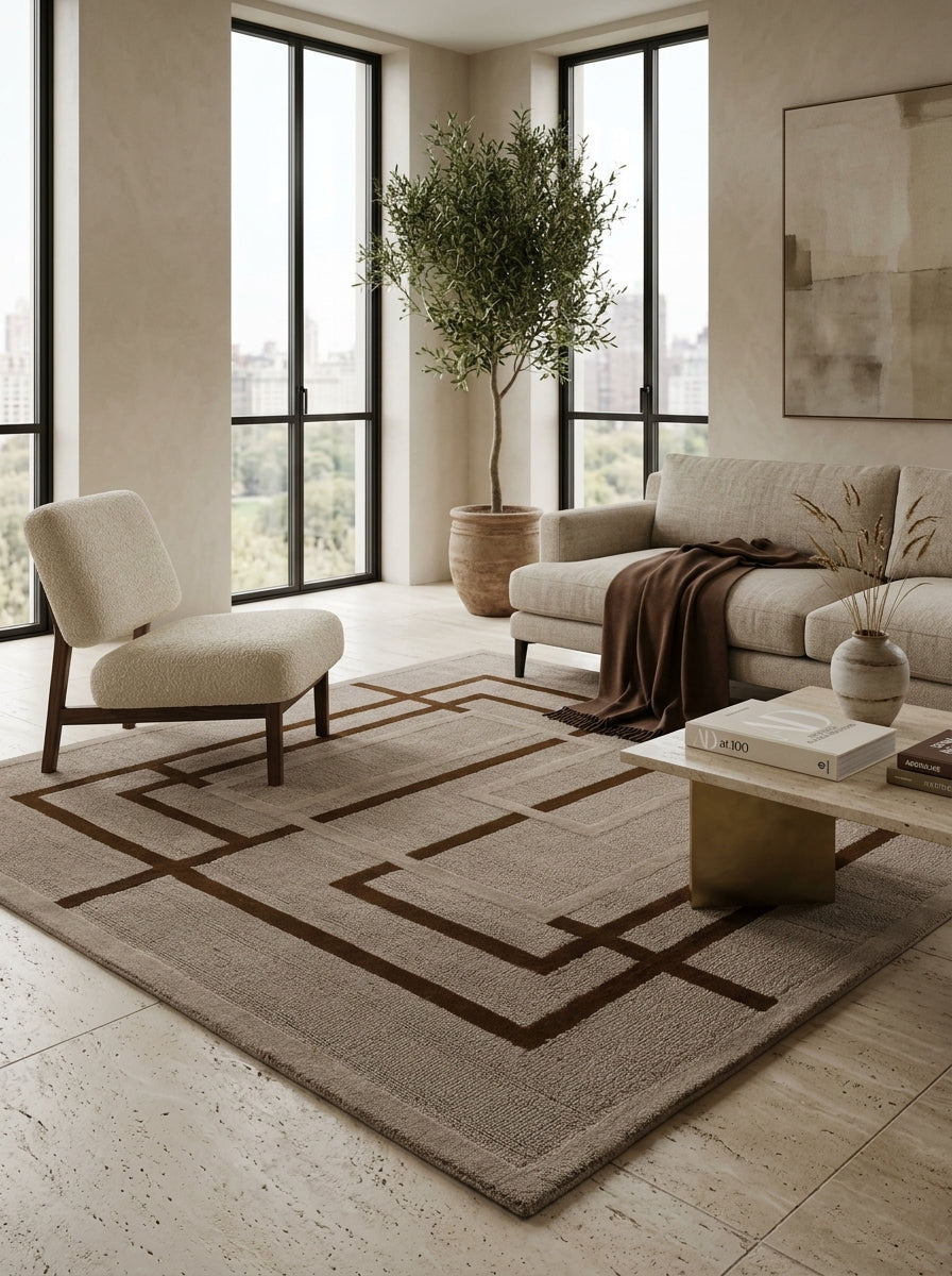 Interlock Geometry Hand-Tufted Rug