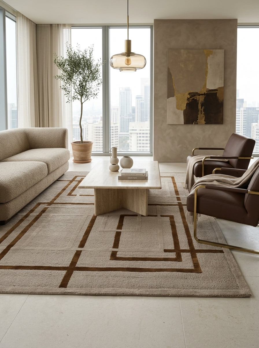 Interlock Geometry Hand-Tufted Rug