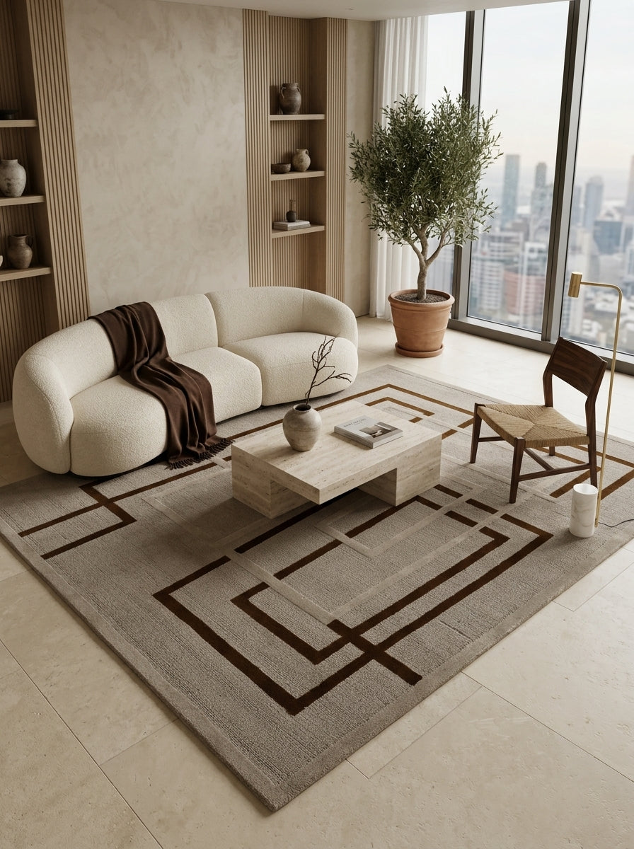 Interlock Geometry Hand-Tufted Rug