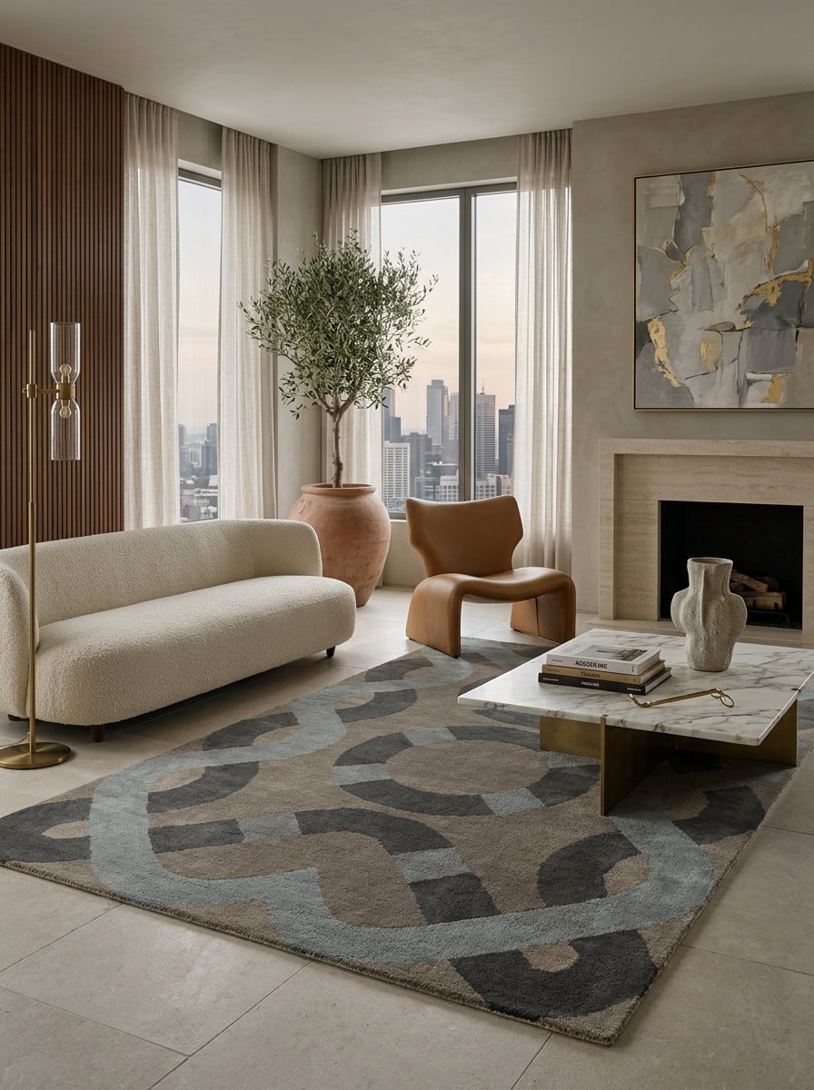 Slate Interlink Hand-Tufted Rug