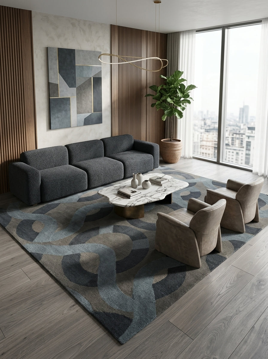 Slate Interlink Hand-Tufted Rug
