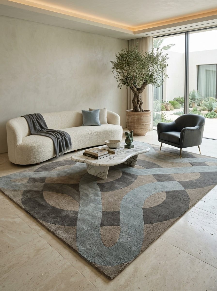 Slate Interlink Hand-Tufted Rug