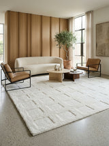 Ivory Relief Grid Hand-Tufted Rug