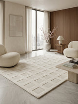 Ivory Relief Grid Hand-Tufted Rug