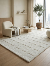 Ivory Relief Grid Hand-Tufted Rug
