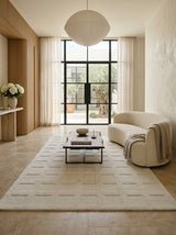 Ivory Relief Grid Hand-Tufted Rug