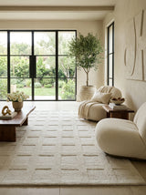 Ivory Relief Grid Hand-Tufted Rug