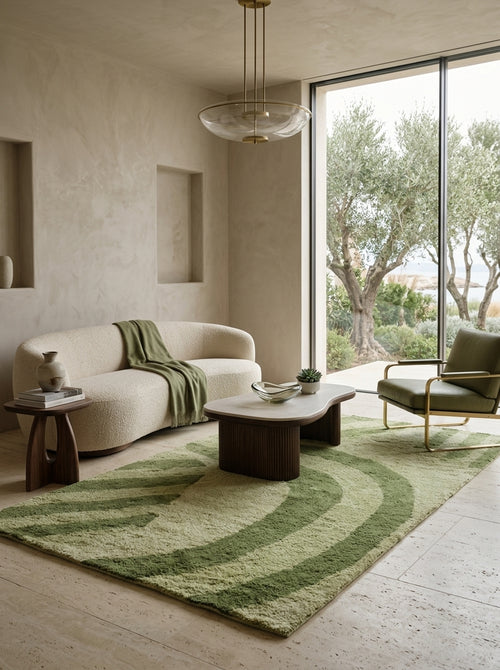 Verdant Arc Washable Wool Rug