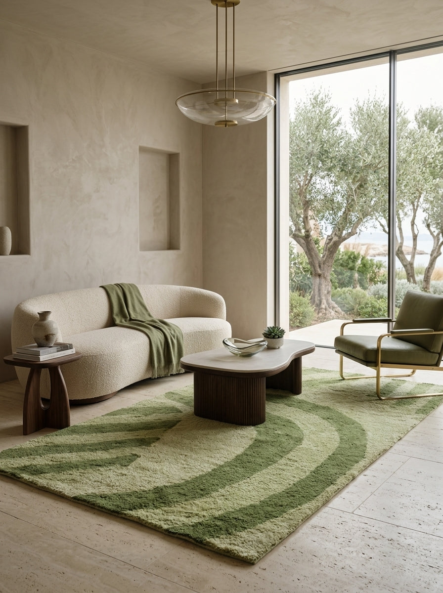 Verdant Arc Washable Wool Rug