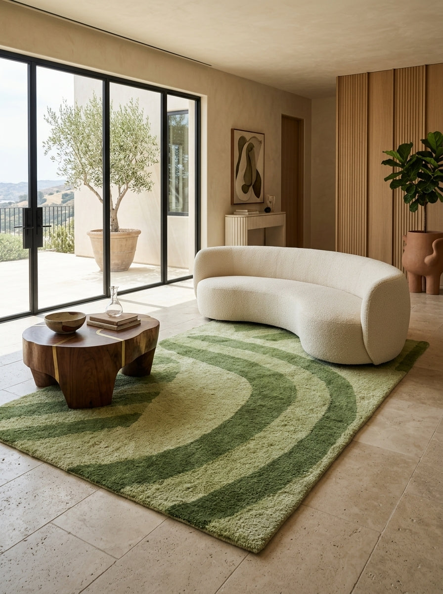 Verdant Arc Washable Wool Rug