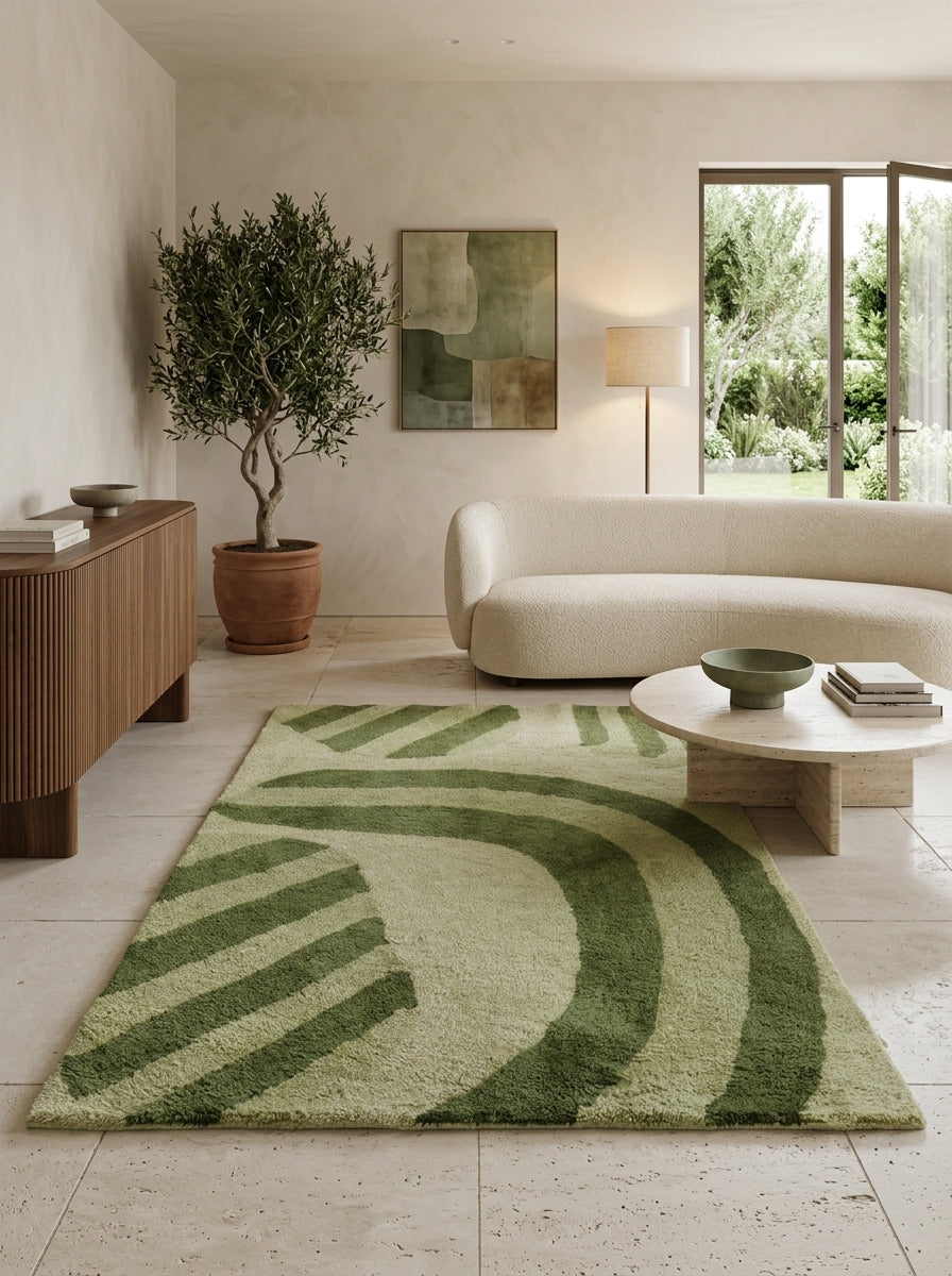 Verdant Arc Washable Wool Rug