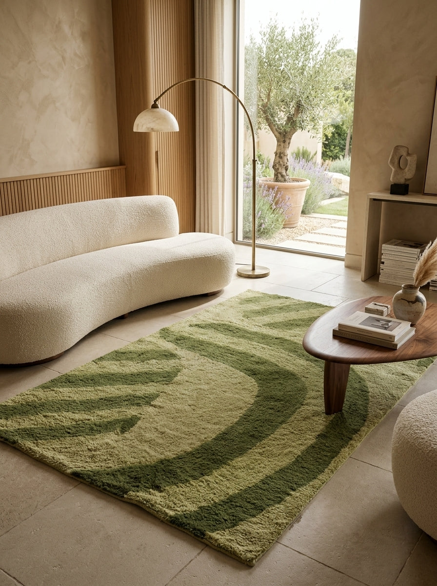 Verdant Arc Washable Wool Rug