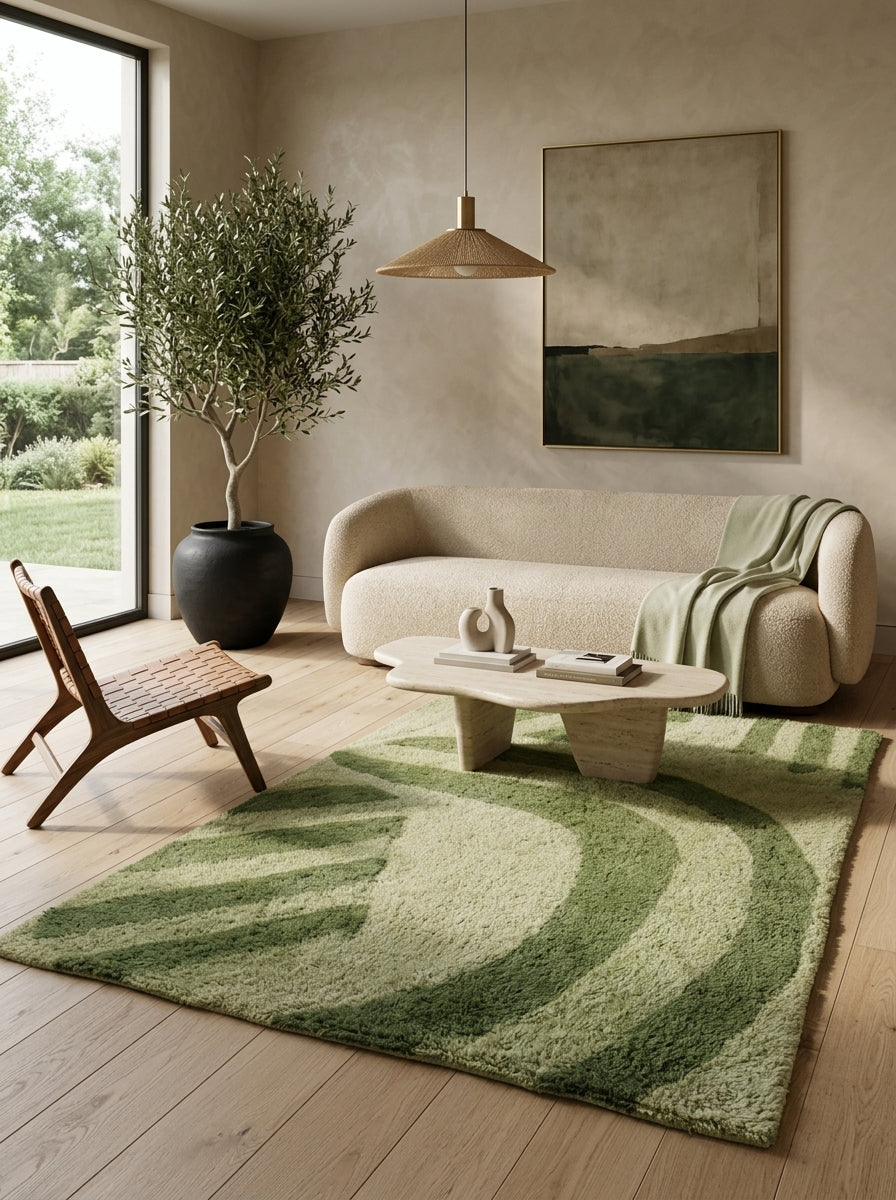 Verdant Arc Washable Wool Rug
