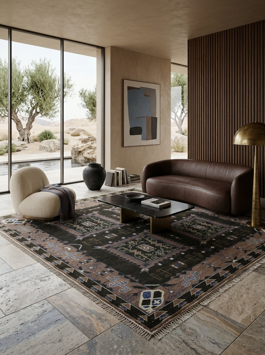 Sable Mosaic Hand-Knotted Wool Rug