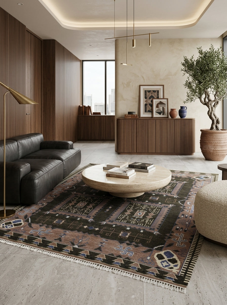 Sable Mosaic Hand-Knotted Wool Rug