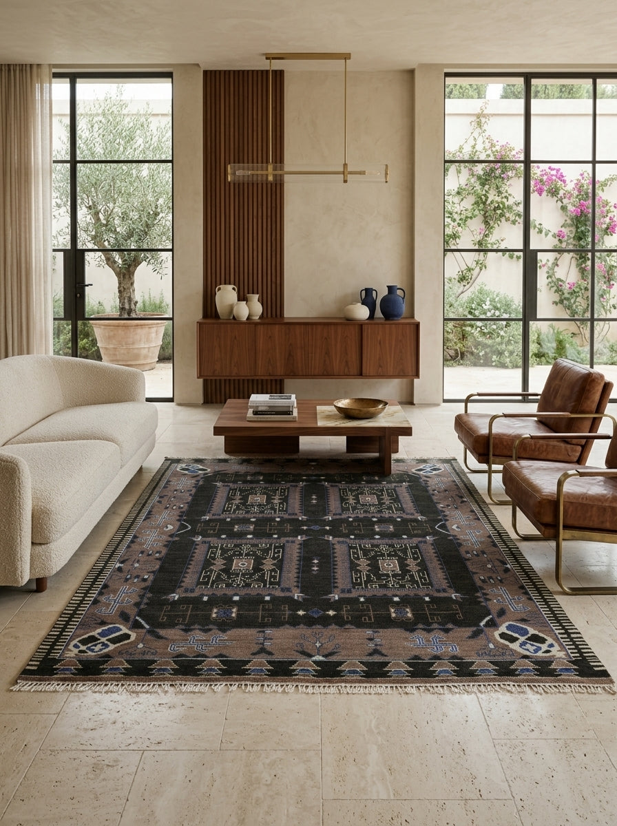 Sable Mosaic Hand-Knotted Wool Rug