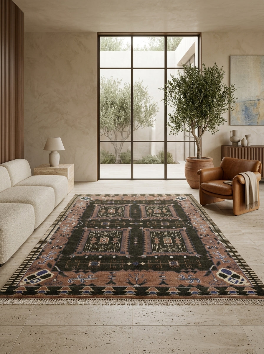 Sable Mosaic Hand-Knotted Wool Rug