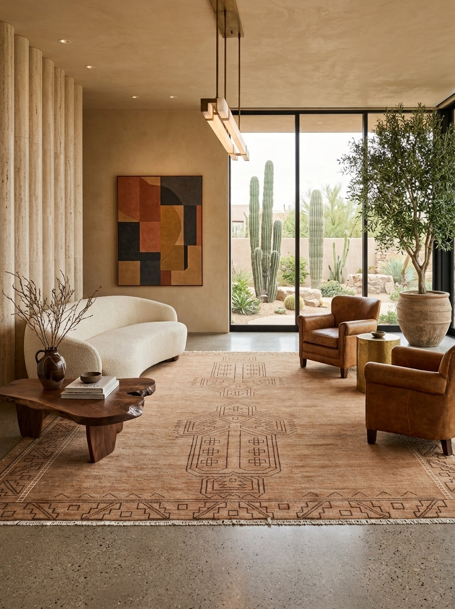 Solara Emblem Hand-Knotted Wool Rug