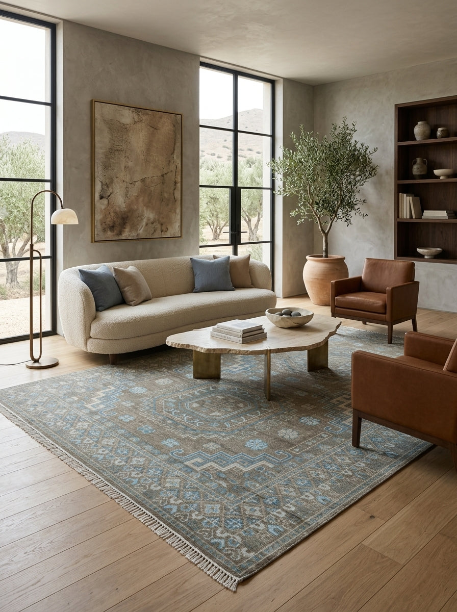Celestia Azure Hand-Knotted Wool Rug