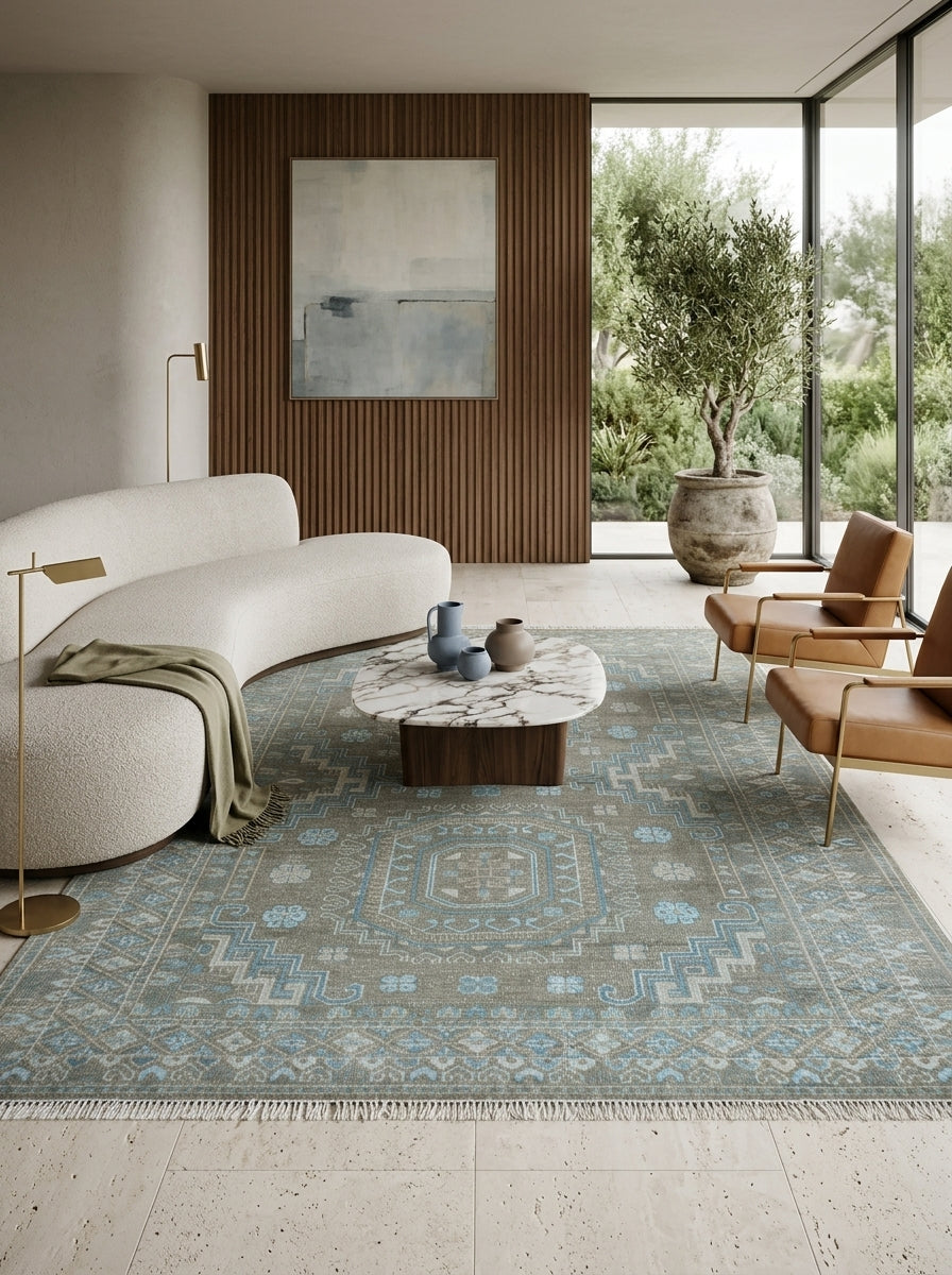 Celestia Azure Hand-Knotted Wool Rug