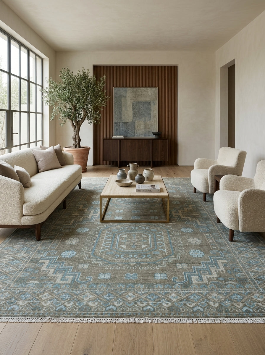Celestia Azure Hand-Knotted Wool Rug
