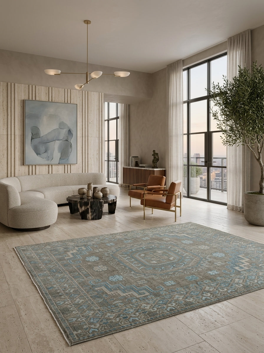 Celestia Azure Hand-Knotted Wool Rug