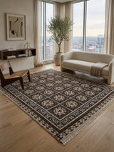 Vespera Mosaic Hand-Knotted Rug – Espresso Brown & Ivory