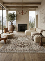 Tavira Heritage Hand-Knotted Rug – Warm Ivory & Mocha Brown