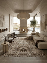 Tavira Heritage Hand-Knotted Rug – Warm Ivory & Mocha Brown