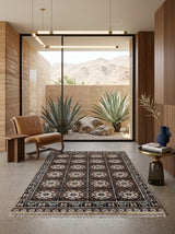 Mosaic Heritage Hand-Knotted Rug – Chocolate Brown, Ivory & Midnight Blue