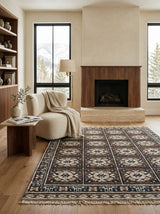 Mosaic Heritage Hand-Knotted Rug – Chocolate Brown, Ivory & Midnight Blue