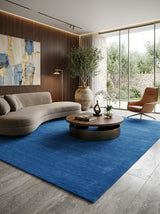 Azure Depth Handloom Rug – Solid Blue Contemporary Textured Area Rug