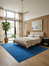 Azure Depth Handloom Rug – Solid Blue Contemporary Textured Area Rug